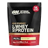 Optimum Nutrition Gold Standard 100% Whey Proteine in polvere per lo Sviluppo e il Recupero Muscolare con Glutammina e Aminoacidi BCAA Naturali, Gusto Gelato alla Vaniglia, 15 Dosi, 450 g
