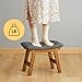 Foot Stool,Ottoman Foot Rest,Bamboo Foot Stool Under Desk,Small Stool for Living Room, Bedroom and Kitchen (Brown Legs - Gray Stool Surface)