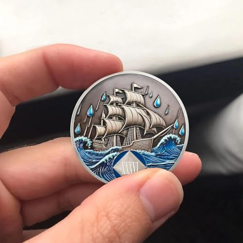 Image of NA Sobriety Coin - NA Medallions with Sailing Ship and Ocean Sobriety Chips NA Coins - Ideal Narcotics Anonymous Gifts for Men ＆ Women Celebrating Recovery and Living Clean (36 Years)