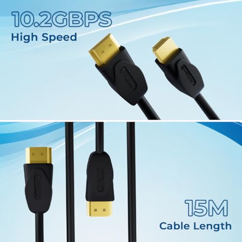 Image of LAPCARE 15 Meter HDMI Cable v1.4 with Ethernet, 3D /4Kx2K Ultra HD Resolution, 10.2 GBPS Transmission Speed, Compatible with All HDMI Devices Laptop Desktop TV Set-top Box Gaming Console