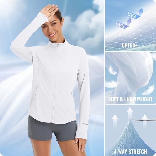 baleaf Women's Sun Shirts UPF 50+ Lightweight Running Jacket UV Protection Athletic Full Zip Long Sleeve Pockets - Image 3