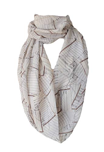Etwoa Vintage Library Cards Infinity Circle Loop Scarf2