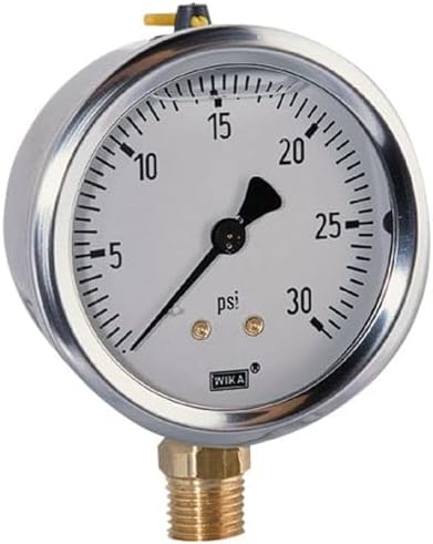 WIKA 9767053 Liquid Filled Pressure Gauge, 2-1/2 Inch Dial 0-60 PSI