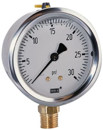 WIKA 9767053 Liquid Filled Pressure Gauge, 2-1/2 Inch Dial 0-60 PSI