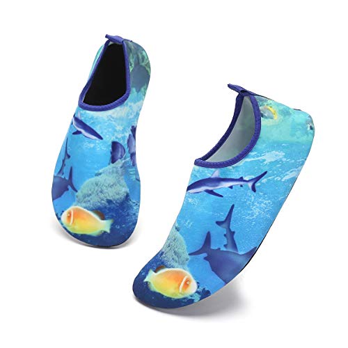 QTMS Kids Boys Girls Water Shoes Barefoot Quick Dry Aqua Socks Swim Shoes (Toddler/Little Kid/Big Kid)-26big shark-28