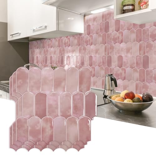 Vamos Tile 10-Sheet Backsplash Peel and Stick Tile, Pink Self