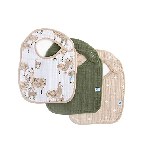 Little Unicorn Muslin Baby Bibs | Adjustable as Baby Grows | Soft Absorbent Muslin Fabric | For Eating, Drooling, Teething (Llama Llama)