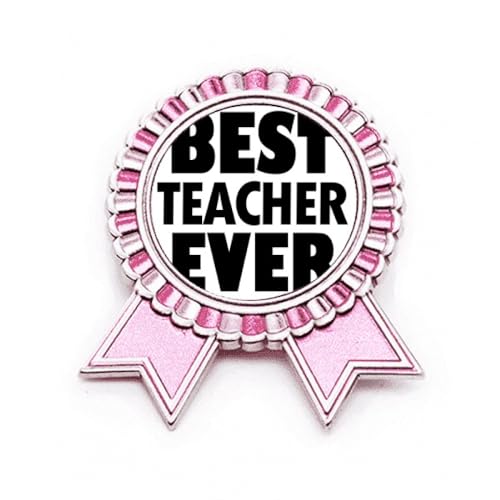 Broche rose Best Teacher Ever : cadeau de fin d'année scolaire M