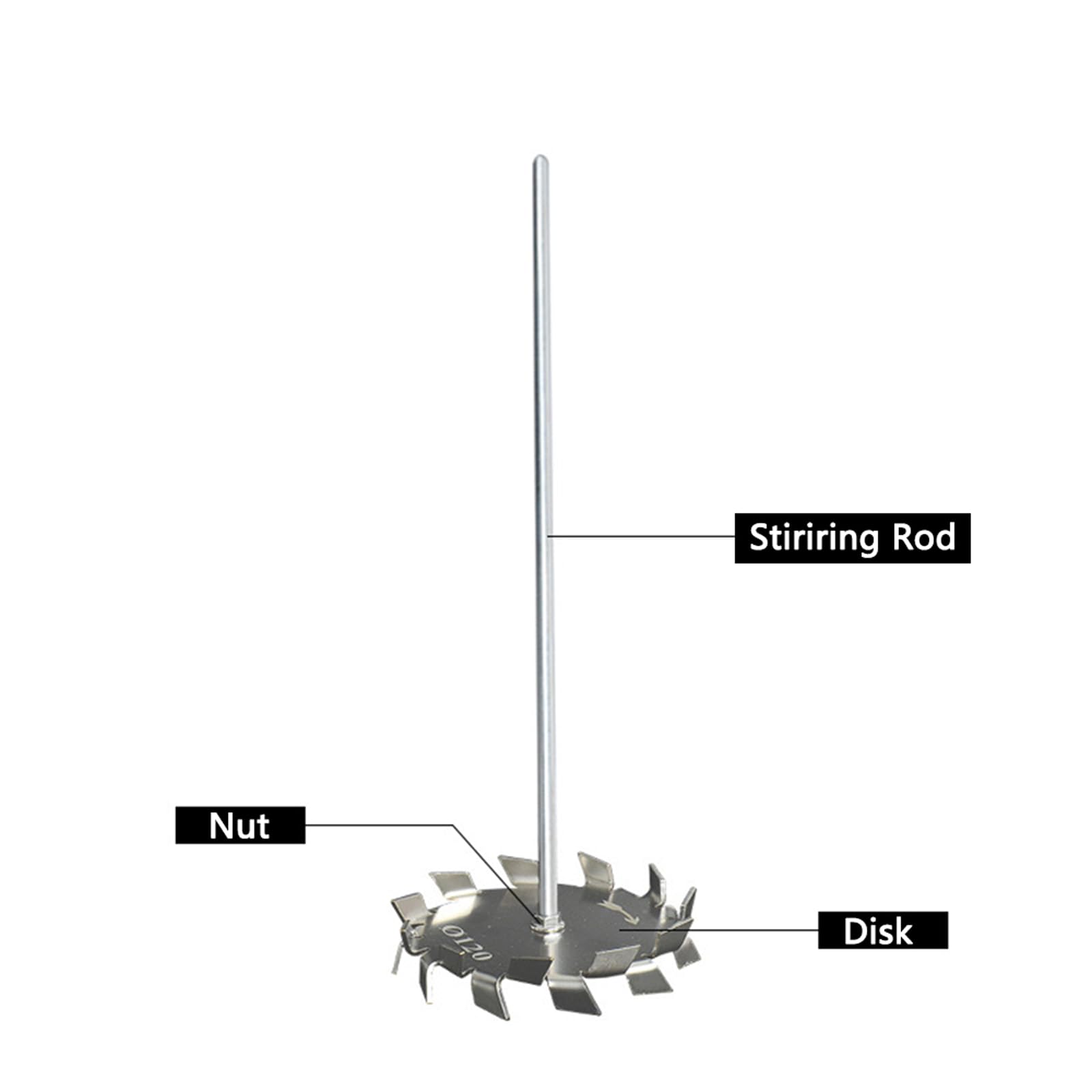 304 - Disco a dispersione con agitatore a barra per sega a denti in acciaio inossidabile con asta di agitazione da 25 cm, elica a piastra rotonda che mescola frullatore a lama (4 cm)