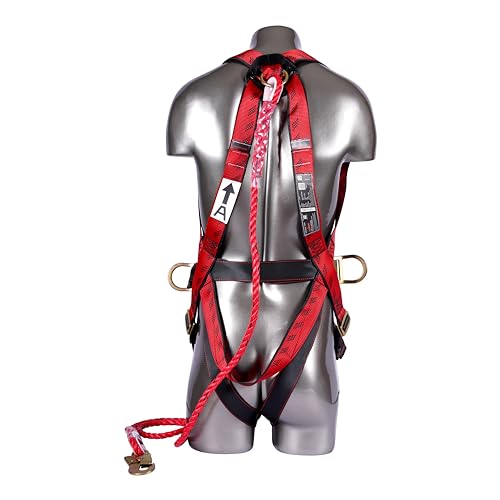 Image of Karam Full Body Safety Harness (Class P) for Fall Arrest & Work Positioning | Lanyard & Scaffolding Hook | Construction Harness & Fall Protection | Adjustable Straps | PN17(PN204)(PP)(000 121)(2.0M)