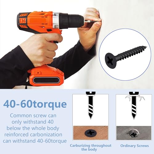 Yluzs 8# 270Pcs 6# 1- Inch Quick-Tapping Screws, Phillips Wood Screws With Cross-Flat Head, High-Strength Steel Screws, Drywall Screws thumb #4