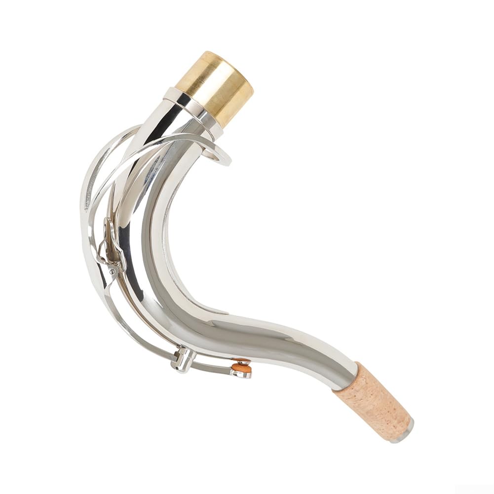 Latón Saxofón Tenor Cuello 27.5mm Bend Pipe con Pad para Bb Sax Parte (Plata)