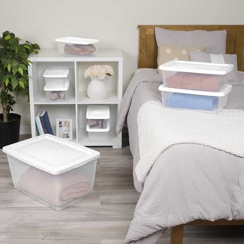Image of Sterilite Storage Box Stackable Tote, White, 12 Quart, 60 Pack