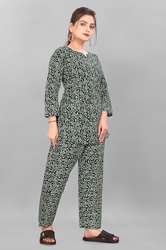 Image of Women's Pure Cotton Top and Pyjama Set