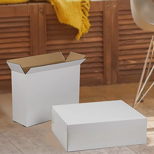 Image of 12x9x4 Inches Shipping Boxes, White Corrugated Cardboard Boxes for Small Bussiness, 25 Pack