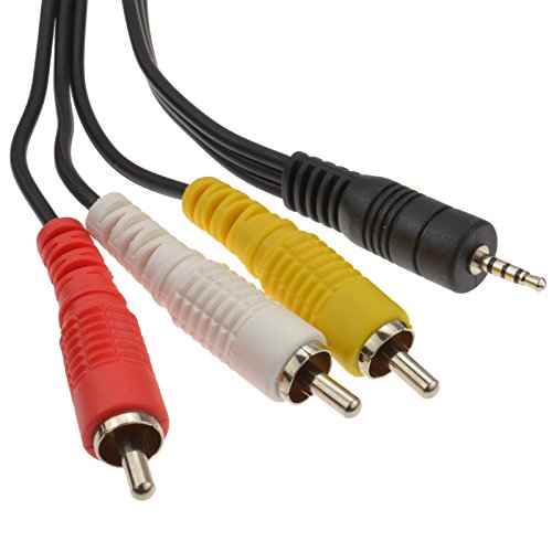 kenable 2.5mm Jack to 3 RCA Phonos 4 Pole AV Out/TV Cable/Lead 3m (~10 feet)