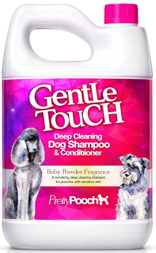 Pretty Pooch Gentle Touch Dog Shampoo & Conditioner - 2 Litres (Baby Powder Fragrance) - A Non-itchy Professional Deep Cleaning Shampoo for Dogs with Sensitive Skin! (2 Litre Baby Powder)
