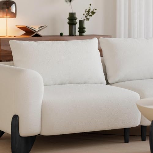 Image of Polyester Velvet Contemperory Sofa Set with Cushion Chaise Lounge, Sectional Sofa Perfect for Your Living Room,Guests Room & Office. (Off White, 3+1)