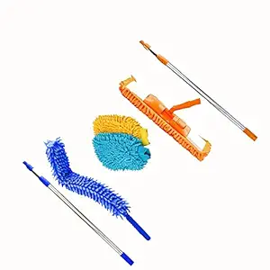 Sunam Dry Cleaning Flat Microfiber Floor Cleaning Mop with Steel Rod Long Handle Dry Mop, Standard