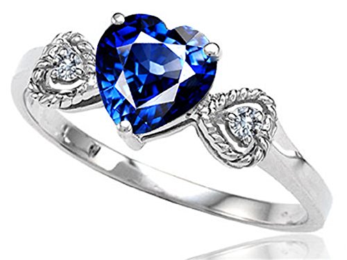Tommaso Design Created Blue Sapphire Heart Shape Engagement Promise Ring 10 Kt White Gold Size 4.5 #TOP17