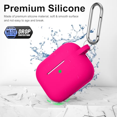 Image of for AirPods Pro 2nd 1st Generation Case Cover with Keychain, Protective Soft Silicone Skin Accessories for Apple AirPods Pro Charging Case 2022 /2019, Front LED Visible, Hot Pink