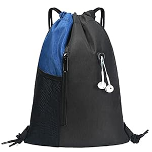 Flintronic Sporttassen met Trekkoord, Waterdichte Zwemtas Sport Sporttas, Grote PE-tas Zwemkoordrugzak met Rits en Gaasvak voor Schoolsporten Strandvakantiereizen – Kinderen en Volwassenen