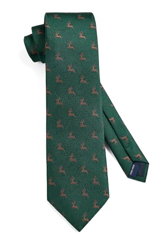 Image of HISDERN Ties for Men Classic Animal Tie and Pocket Square Set Jacquard Woven Silk Neckties Handkerchief Wedding Party