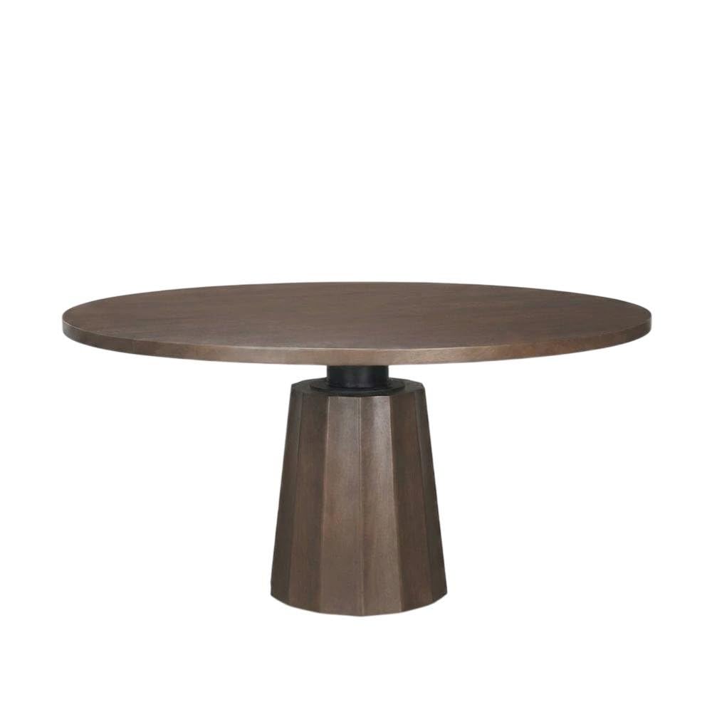 Dark Brown Wooden Round Pedestal Dining Table by Starlight Canyon Home – 60-inch diameter, 30-inch height, Solid Wood, Brown