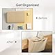 BOOWEN Betttasche Bett Organizer Filz Sofa Aufbewahrungstasche Anti-Rutsch Hängetasche Hochbett Nachttisch Hängend Tasche für Buch, Brille, iPad, Handy, Fernbedienung (beige)