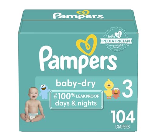 Image of Pampers Baby Dry Diapers - Size 3, 104 Count, Absorbent Disposable Diapers