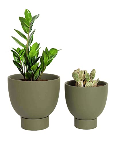 vensovo Green Terracotta Self Watering Plant Pot - 2 PCS
