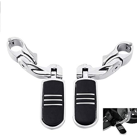 TCMT Highway Foot Pegs Highway Engine Guard Bar Foot Pegs 32 mm 1 1/4" Fits for Harley Touring Road Electra Road King Street Glide Dyna Sportster (Short Angled Chrome) Cover