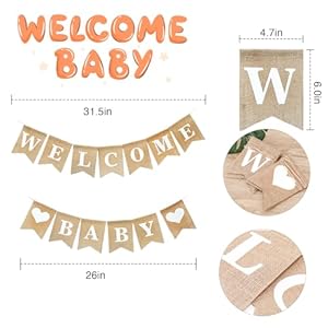 Welcome Baby Sign - Pre-Strung Burlap Welcome Baby Banner - Elegant Baby Announcement Sign for Boy and Girl - Newborn Birth Hospital Signs - Baby Arrival Banners - Adorable Baby Shower Decor Welcome Baby Sign Pre Strung Burlap Welcome Baby Banner Elegant Baby Announcement Sign for Boy and Girl Newborn Birth Hospital Signs Baby Arrival Banners Adorable Baby Shower Decor