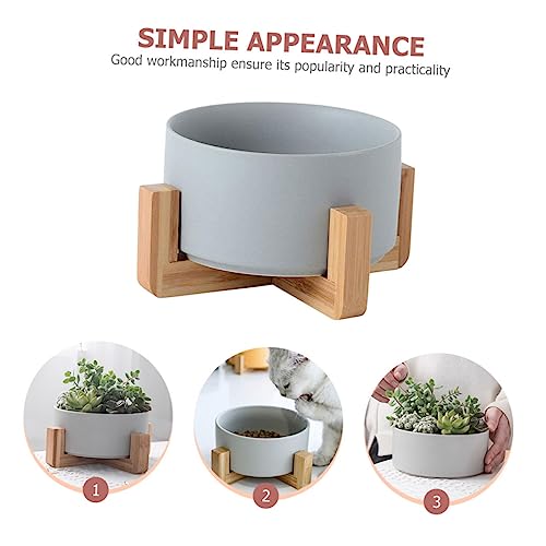 Jardinière céramique anti fuite pot succulente support bois - 7