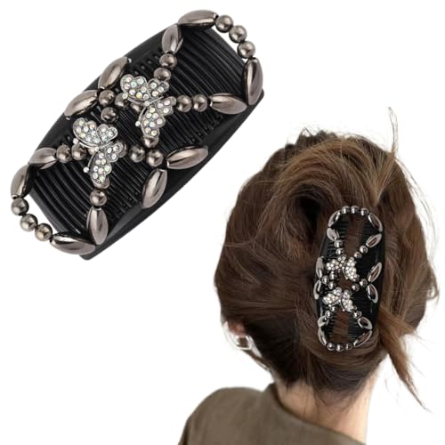 OQKAHIV 1 pcs Fermagli a Pettine per capelli magico, Fermagli a Pettine Magico Elastici, Magic Hair Comb, Capelli Pettine Clip, Capelli Doppio Pettine Clip per Donne, Hair Comb Accessorio per Ragazze