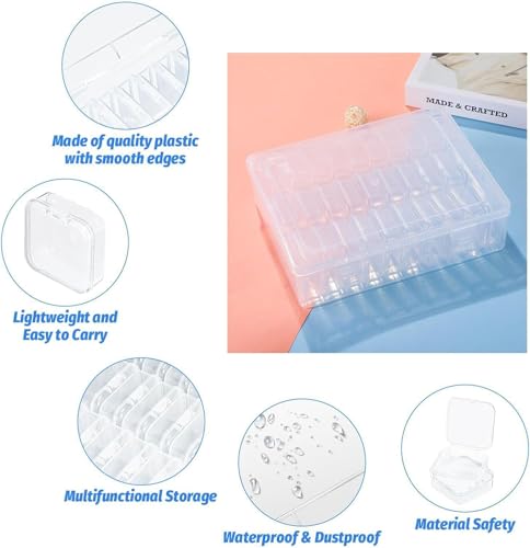 Image of Clear Plastic Bead Storage Organizer Box with 30 Compartments, Stackable Container for Jewelry Making, Crafts, Small Parts Organization