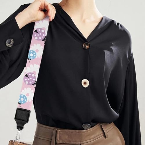 Image of GLENLCWE Ladybug Daisy Wide Shoulder Strap Adjustable Replacement Belt Guitar Style Crossbody Bag Handbag Strap Canvas Straps