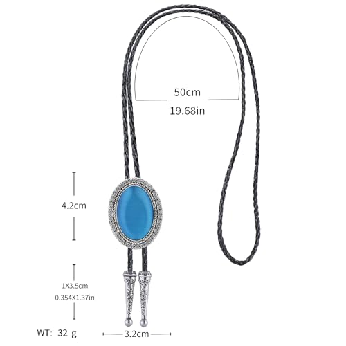 Image of Jeilwiy Bolo Tie for Men Real Stone Westwern Cowboy Ties Silver Bolos Women Leather Necktie Gift for Birthday Christmas