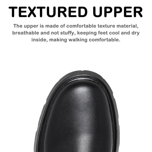 Men's Black Leather Platform Ankle Boots Lace up Side Zip Adjustable Buckle Lug Sole Non-Slip Combat Booties Fashion Punk Motorcycle Boots3