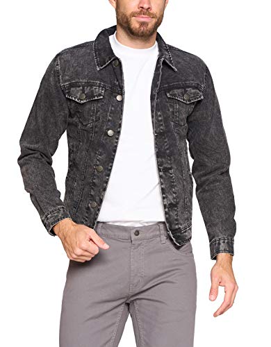 vkwear Red Label Men’s Premium Casual Faded Denim Jean Button Up Cotton Slim Fit Jacket