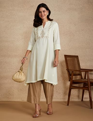 Image of Amazon Brand - Myx Women Embroidered A-line fit Kurta (Available in Plus Sizes)