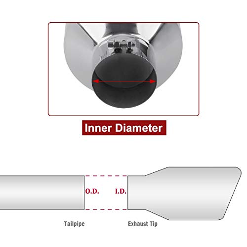 Upower Diesel 4 Inch Inlet to 8" Exhaust Tip 304 Mirror Polished Exhaust Tailpipe 18" Long 45Degree Angle Cut Bolt-On
