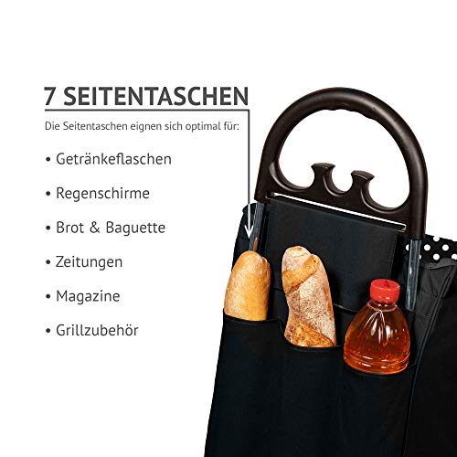 Einkaufstrolley XL Himy in schwarz mit 78L - großer & Stabiler Einkaufsroller Trolley bis 50kg belastbar inkl. 7… – Bild 5