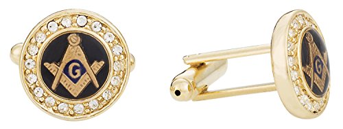 Cuff-Daddy Masonic Cufflinks and Studs - Mens Freemason Formal Set Cufflinks and Studs - Crystal Gold Tone Masonic Tuxedo Formal Set with Travel Presentation Box - 5/8" Cufflinks, 1/2" Studs Shirt4