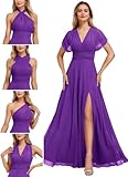 Women's Infinity Dresses for Bridesmaid Long Multi-Way Dress Convertible Formal Wedding Guest Gowns Purple