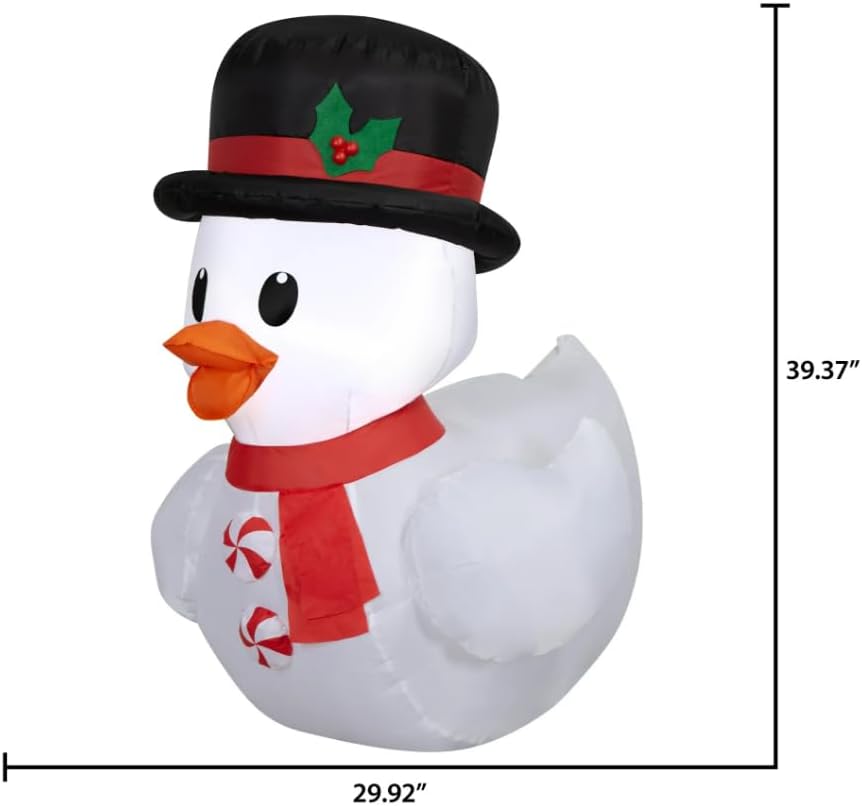 3.3ft Christmas Snowman Rubber Duck Yard Inflatable with LED Lights – Whimsical Holiday Outdoor Blow-Up Decoration 2025 – Includes Bonus Repair Patch
