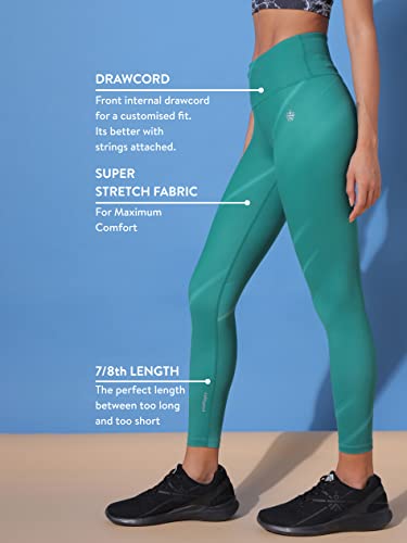 Image of CULT High Waist Running Tights with Side Pocket | Geometric Print | Breathable | Moisture-Wicking | Curved Hem