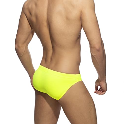 Mens Swim Briefs Sexy Bikini Swimwear Quick Dry Drawstring Retro Swimsuit with Pad Green4