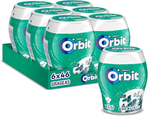 Orbit Bote de Chicles Sin Azúcar Sabor Eucalipto, Fresco, Intenso y de Larga Duración en formato Gragea (6 x 46 chicles)
