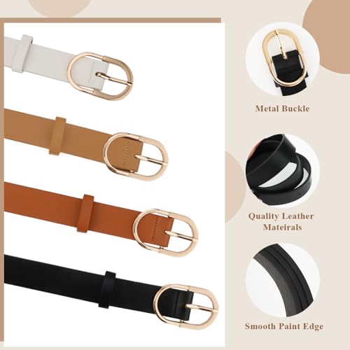 4-Pack Leather Belts Set - Gold Buckle Belts for Jeans, Pants and Dresses3